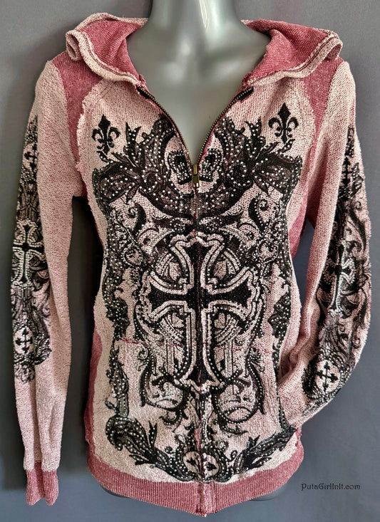 Vocal Apparel Rose Radiance Cross Zip Hoodie Jacket