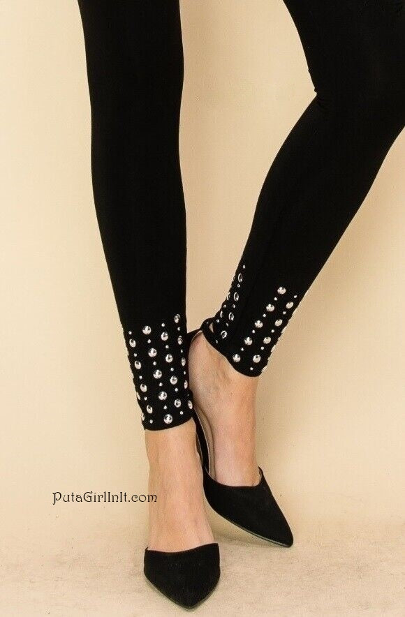 Vocal Apparel Rebel Chic Black Studded Leggings