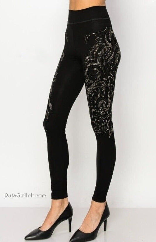 Vocal Apparel Galactic Glow Black Crystal Leggings