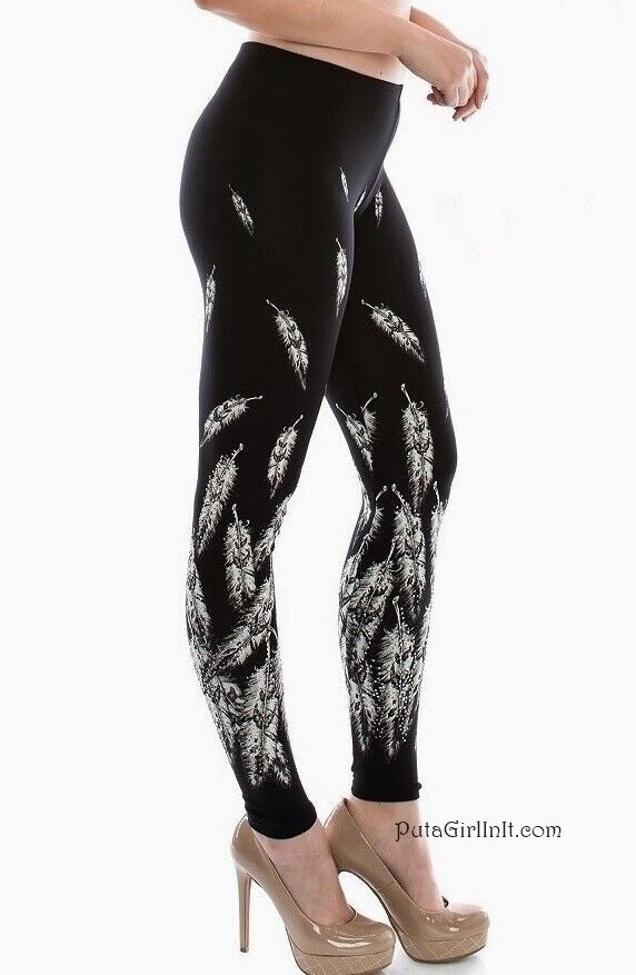 Vocal Apparel Crystal Spirit of Elegance Feather Leggings