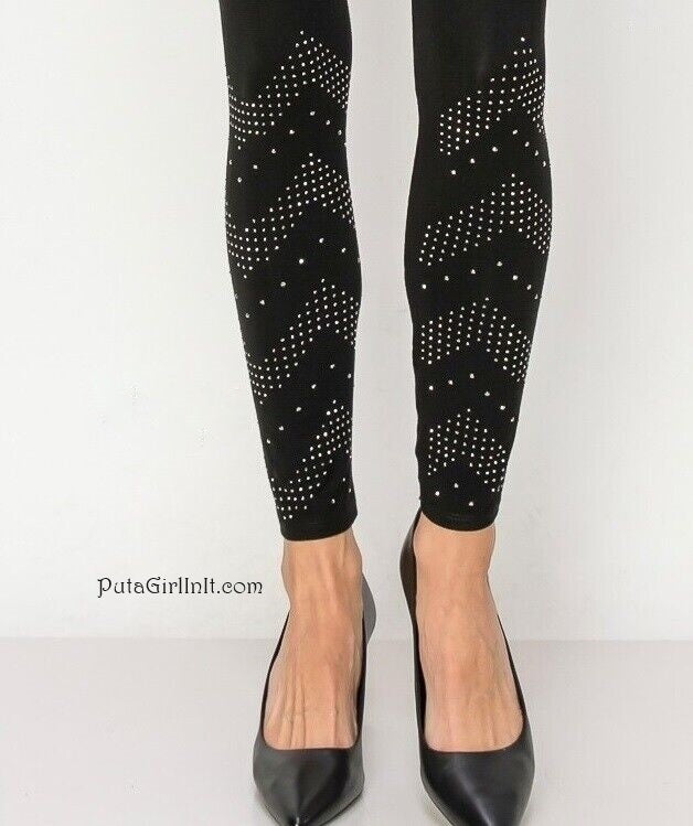 Womens Vocal Vibes Crystal Chevron Black Leggings