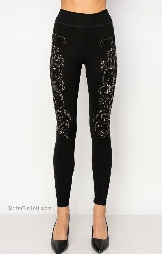 Vocal Apparel Galactic Glow Black Crystal Leggings