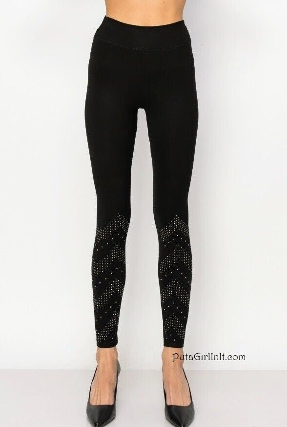 Womens Vocal Vibes Crystal Chevron Black Leggings