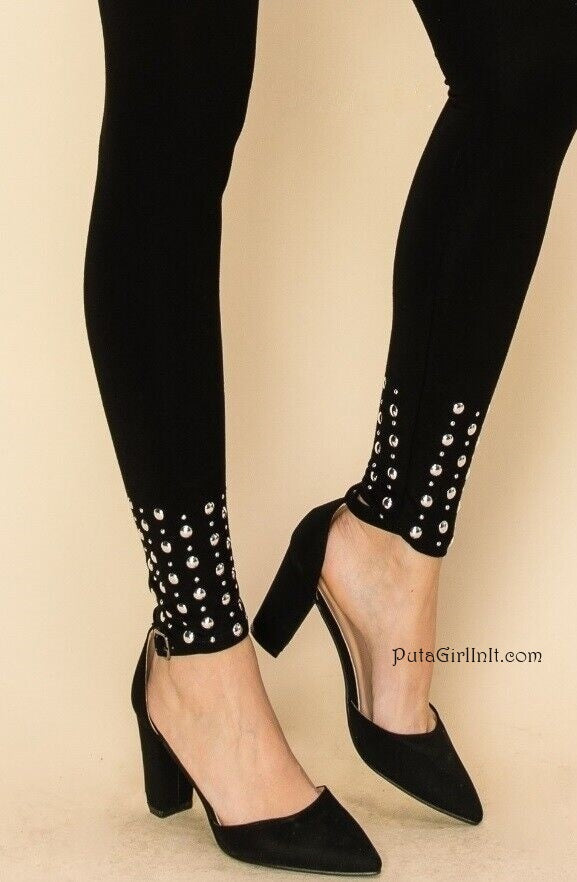 Vocal Apparel Rebel Chic Black Studded Leggings