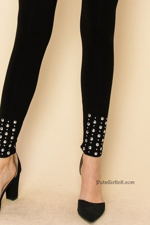 Vocal Apparel Rebel Chic Black Studded Leggings