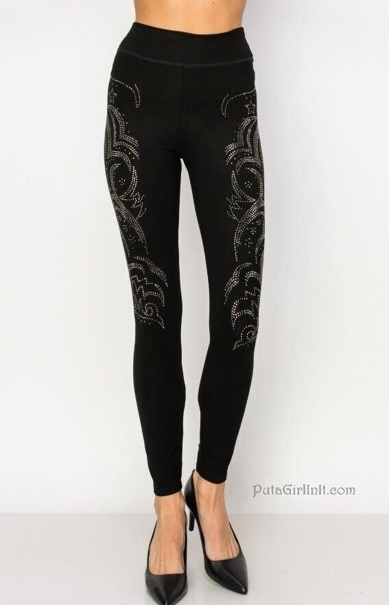 Vocal Apparel Galactic Glow Black Crystal Leggings