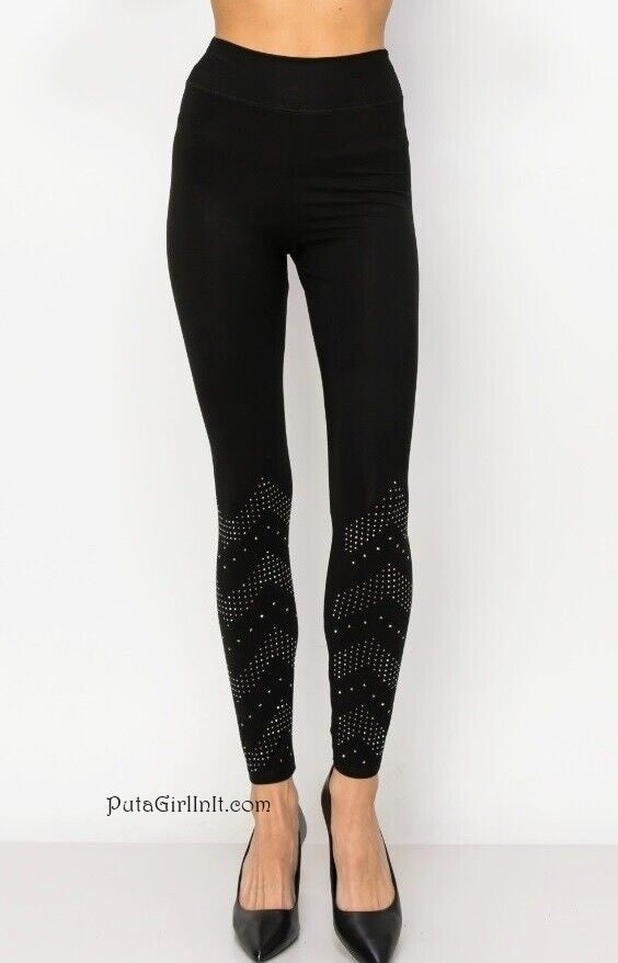 Womens Vocal Vibes Crystal Chevron Black Leggings