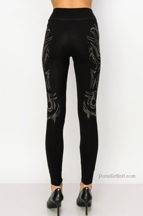 Vocal Apparel Galactic Glow Black Crystal Leggings