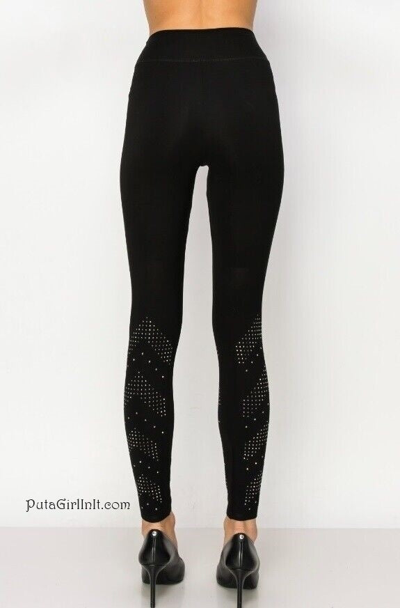 Womens Vocal Vibes Crystal Chevron Black Leggings