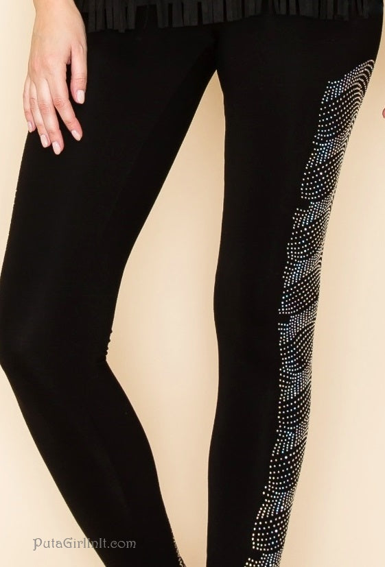 Vocal Apparel Sparkling Night Black Crystal Geometric Leggings