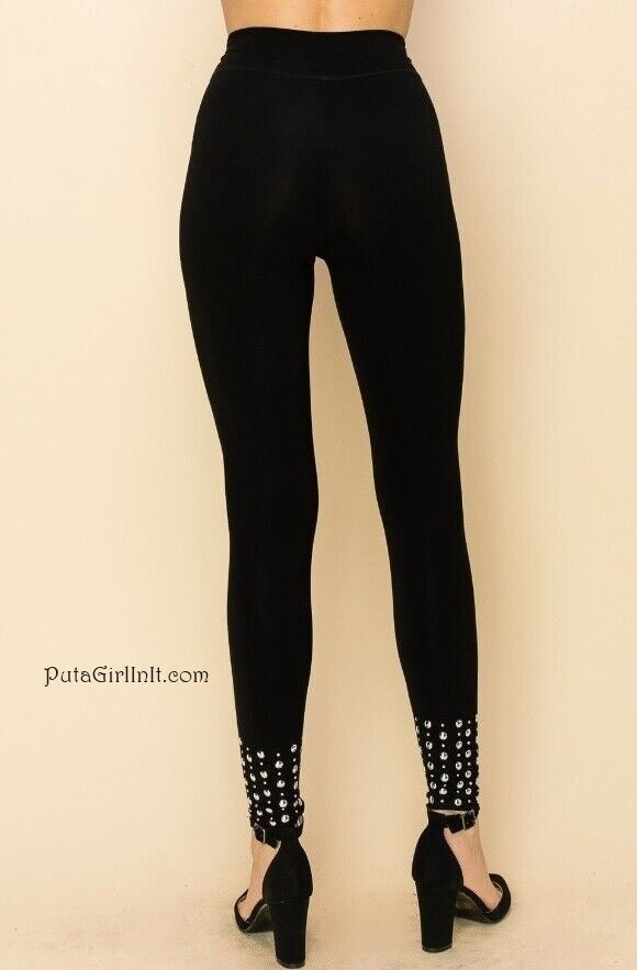 Vocal Apparel Rebel Chic Black Studded Leggings