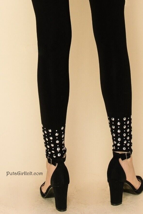 Vocal Apparel Rebel Chic Black Studded Leggings