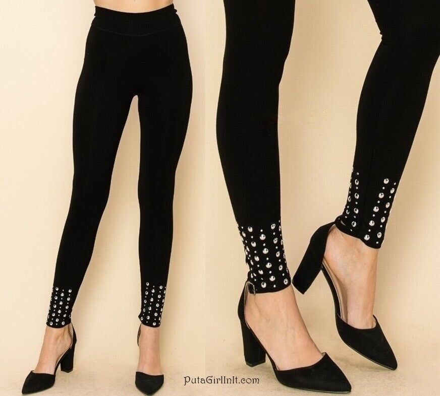 Vocal Apparel Rebel Chic Black Studded Leggings