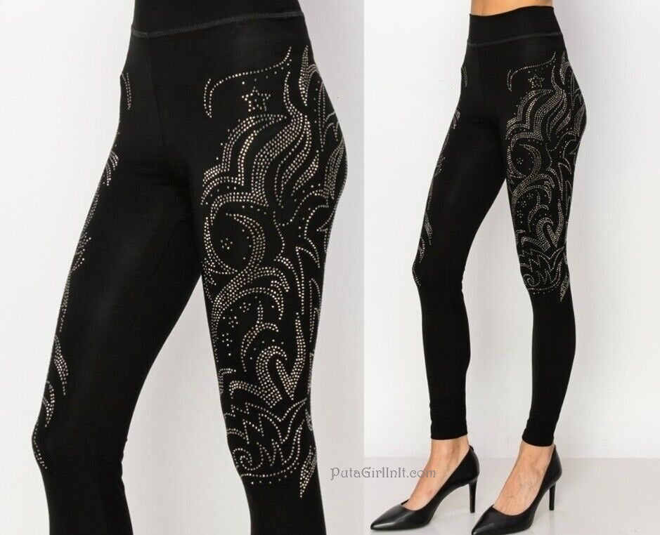 Vocal Apparel Galactic Glow Black Crystal Leggings