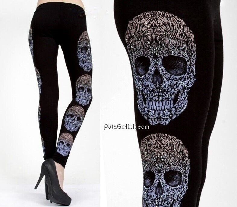 Vocal Apparel Crystal Psychedelic Skull Leggings