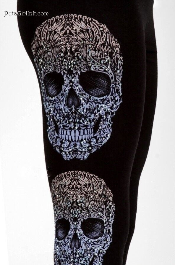 Vocal Apparel Crystal Psychedelic Skull Leggings