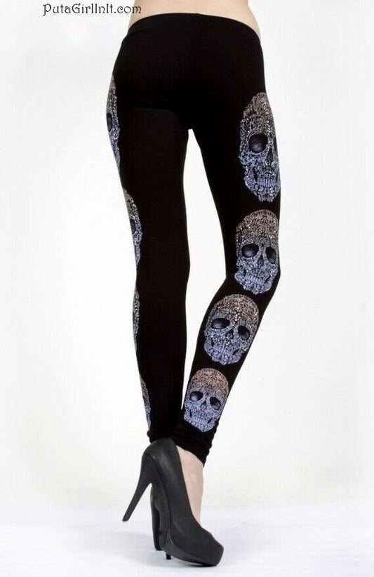 Vocal Apparel Crystal Psychedelic Skull Leggings