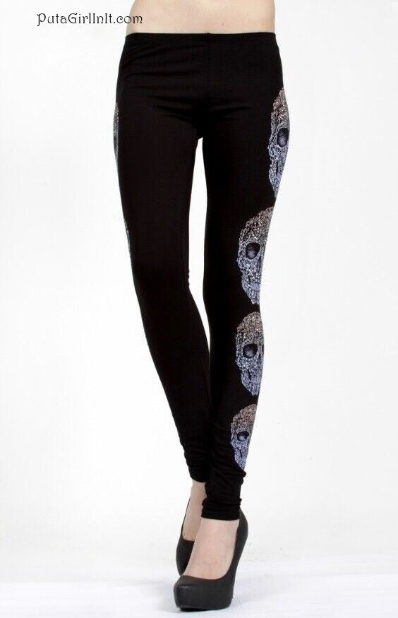 Vocal Apparel Crystal Psychedelic Skull Leggings